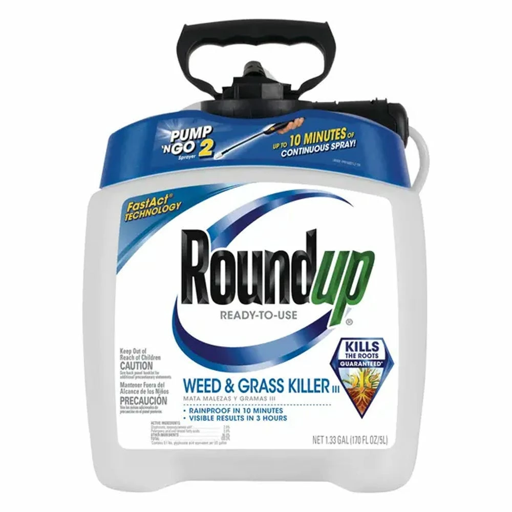 Roundup Ready-To-Use Weed & Grass Killer III with Pump 'N Go 2 Sprayer, 1.33 Gallons - 5100114 - Herbicides 3 Roundup Ready-To-Use Weed & Grass Killer III with Pump 'N Go 2 Sprayer, 1.33 Gallons - 5100114 - Herbicides